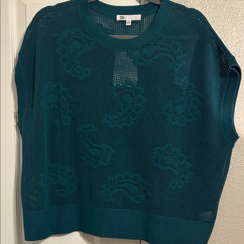 DR2 Teal Paisley Knit Sweater